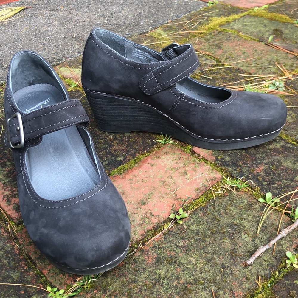 Dansko Black Suede Wedge Heel